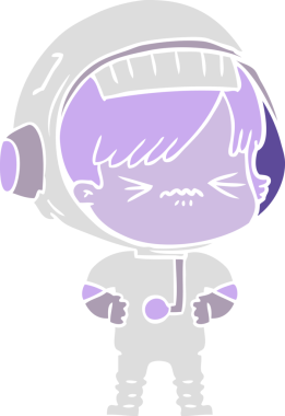 kızgın düz renkli çizgi film kızı bir insan tarafından çizilmiş.