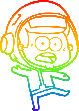 gökkuşağı gradyan çizgi çizimi bir insan tarafından çizilmiş astronot şaşırttı