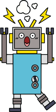 Bir insan tarafından çizilmiş arızalı bir robot çizimi.