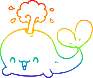 gökkuşağı gradyan çizgisi bir insan tarafından çizilmiş bir karikatür balinası