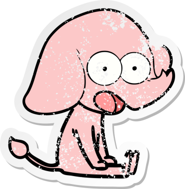 Bir insan tarafından çizilmiş şirin bir filin sıkıntılı çıkartması