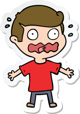 Bir insan tarafından çizilmiş karikatür adamın çıkartması.