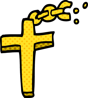 Bir insan tarafından çizilmiş bir zincirin üzerine karalama haçı.