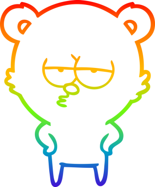 Bir insan tarafından çizilmiş sıkılmış bir ayı çizgi filminin çizimi.