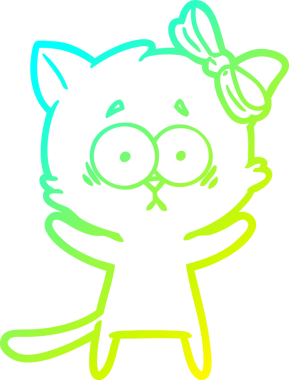 Bir insan tarafından çizilen çizgi film kedisinin soğuk gradyan çizgisi.