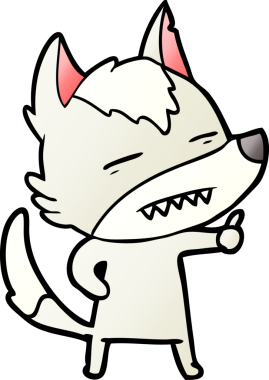 Bir insan tarafından çizilen dişleri gösteren bir kurt çizgi filmi.