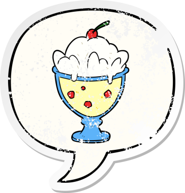 çizgi film tatlı tatlı konuşma baloncuğu sıkıntılı eski bir çıkartma bir insan tarafından çizilmiş