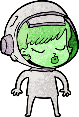 Bir insan tarafından çizilmiş güzel astronot kız.