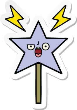 Bir insan tarafından çizilmiş şirin bir çizgi film sihirli değneğinin çıkartması.