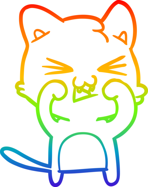 Gökkuşağı gradyan çizgi çizimi Bir insan tarafından çizilmiş bir çizgi kedi tıslama