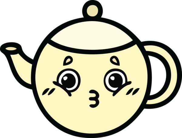Bir insan tarafından çizilmiş çay demliği karikatürü.