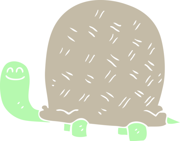 Bir insan tarafından çizilmiş düz renkli kaplumbağa çizimi