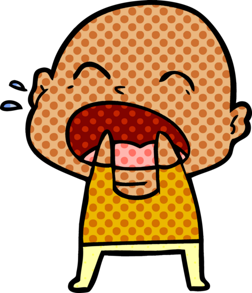 Bir insan tarafından çizilmiş kel adam diye bağıran çizgi film.