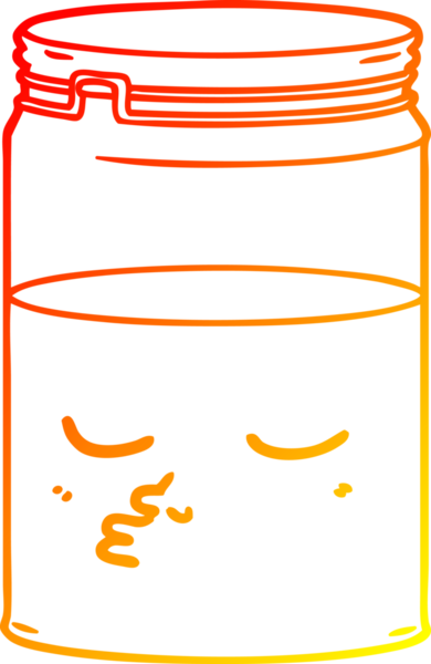 Bir insan tarafından çizilmiş karikatür cam kavanozunun sıcak çizgi çizimi