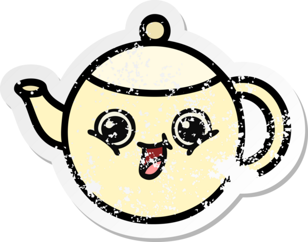 Bir insan tarafından çizilmiş tatlı bir çay demliğinin sıkıntılı çıkartması.