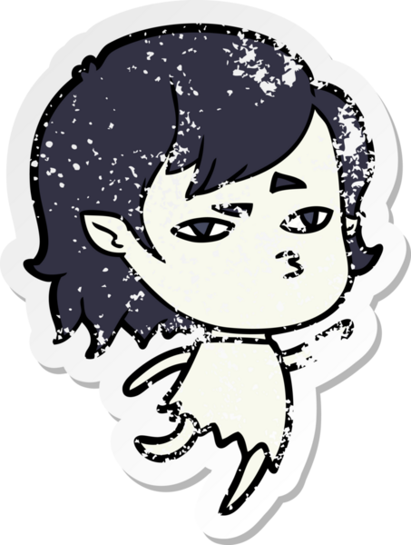 Bir insan tarafından çizilmiş vampir bir kızın sıkıntılı çıkartması.