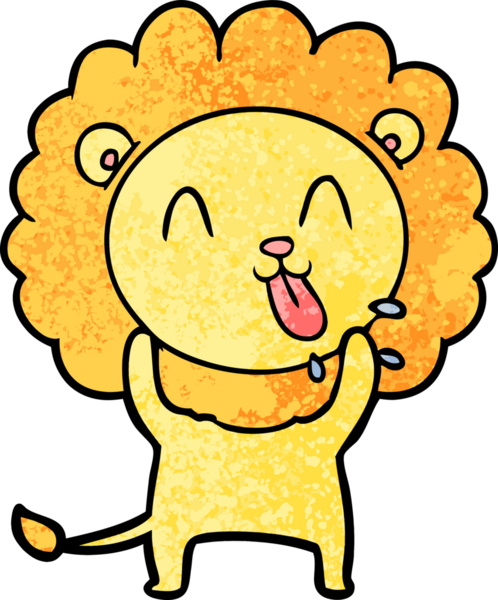 Bir insan tarafından çizilmiş mutlu çizgi film aslanı.