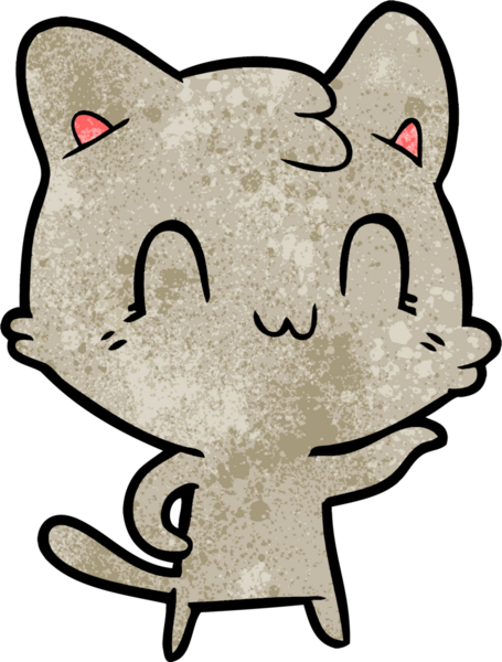 Bir insan tarafından çizilmiş mutlu bir kedi.