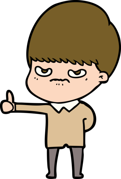 Bir insan tarafından çizilmiş kızgın çizgi film çocuğu.