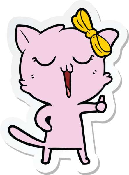 Bir insan tarafından çizilmiş çizgi film kedisinin çıkartması.