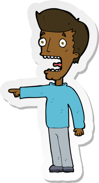 Bir insan tarafından çizilmiş bir karikatürün çıkartması.