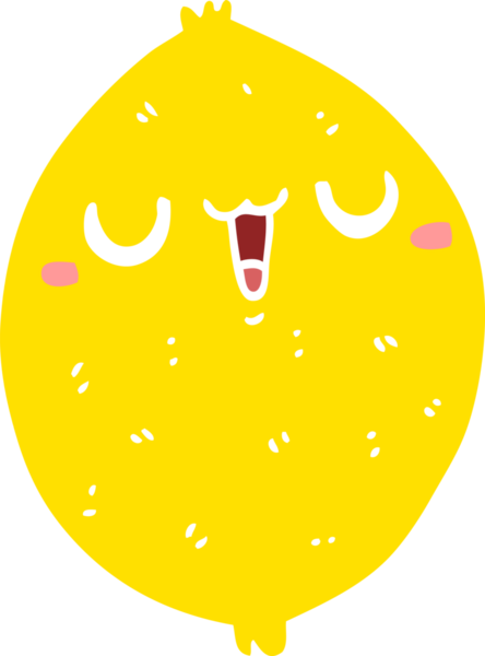 Bir insan tarafından çizilmiş düz renk çizgi film mutlu limon