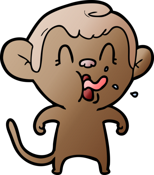 Bir insan tarafından çizilmiş çılgın çizgi film maymunu