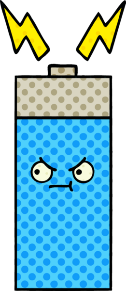 Bir insan tarafından çizilmiş bir bataryanın çizgi roman tarzı