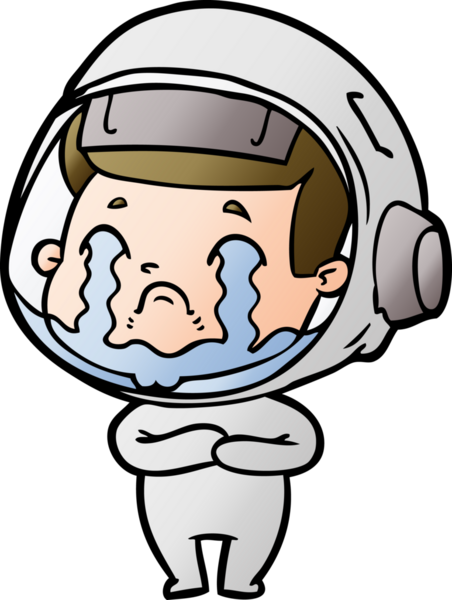 Bir insan tarafından çizilmiş ağlayan astronot çizgi filmi.