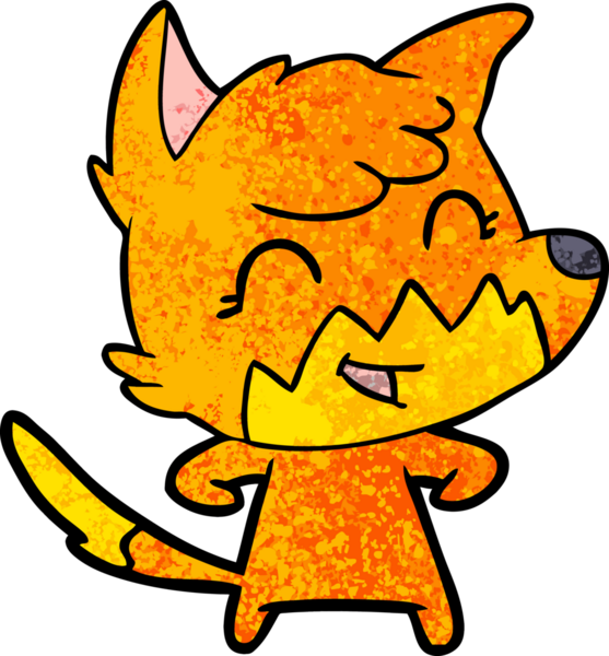 Bir insan tarafından çizilmiş mutlu çizgi film tilkisi.