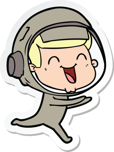 Bir insan tarafından çizilmiş mutlu bir astronotun çıkartması.