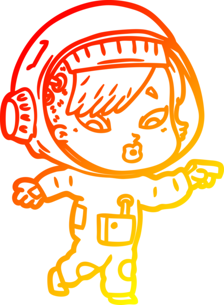 Bir insan tarafından çizilmiş bir astronot kadın çizgi çizimi.