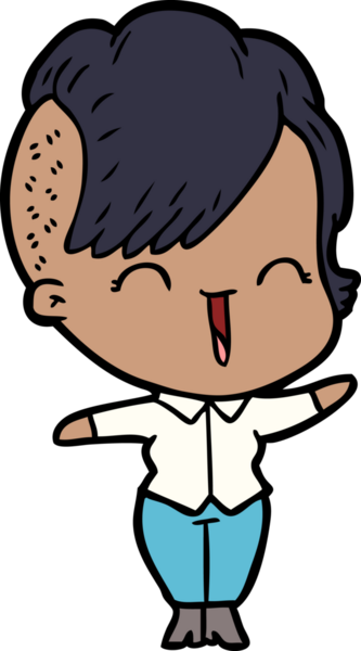 Bir insan tarafından çizilmiş mutlu hippi kız çizgi filmi.