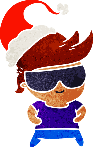 Bir insan tarafından çizilmiş Kawai çocuğunun Noel karikatürü.