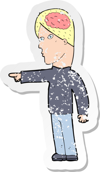 Bir insan tarafından çizilmiş akıllı bir adamın karikatür çıkartması.