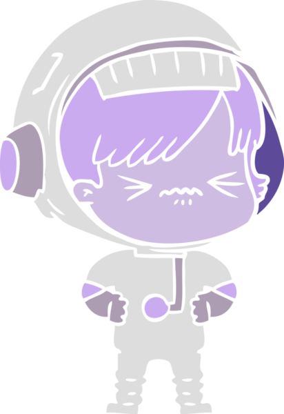 kızgın düz renkli çizgi film kızı bir insan tarafından çizilmiş.