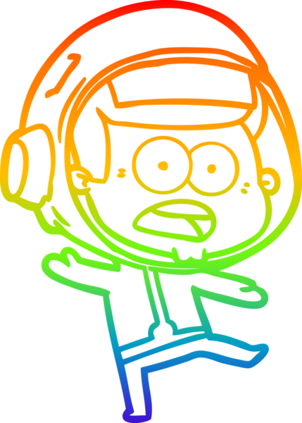 gökkuşağı gradyan çizgi çizimi bir insan tarafından çizilmiş astronot şaşırttı