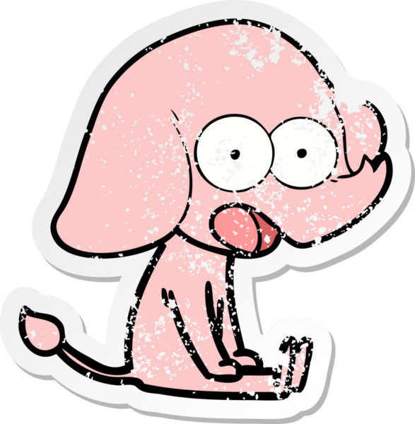 Bir insan tarafından çizilmiş şirin bir filin sıkıntılı çıkartması