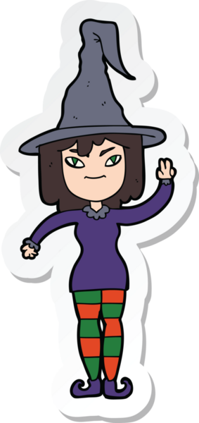 Bir insan tarafından çizilmiş bir cadının çıkartması.