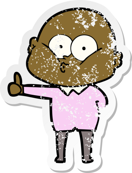 Bir insan tarafından çizilmiş kel bir adamın sıkıntılı çıkartması.