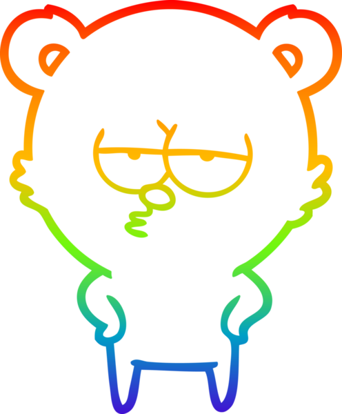 Bir insan tarafından çizilmiş sıkılmış bir ayı çizgi filminin çizimi.