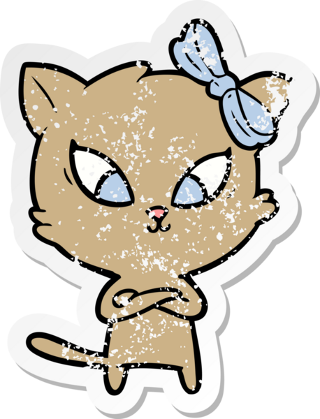 Bir insan tarafından çizilmiş karikatür bir kedinin sıkıntılı çıkartması.