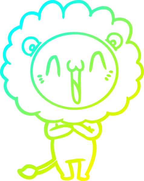 Bir insan tarafından çizilmiş mutlu çizgi film aslanı çizimi.