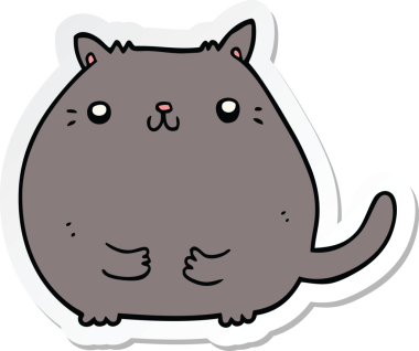 Bir insan tarafından çizilmiş çizgi film kedisinin çıkartması.