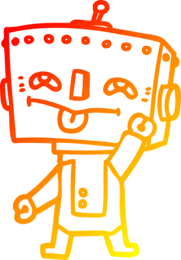 Bir insan tarafından çizilen çizgi film robotunun sıcak çizgi çizimi