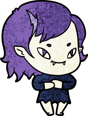 Bir insan tarafından çizilmiş çizgi film dostu vampir kız.