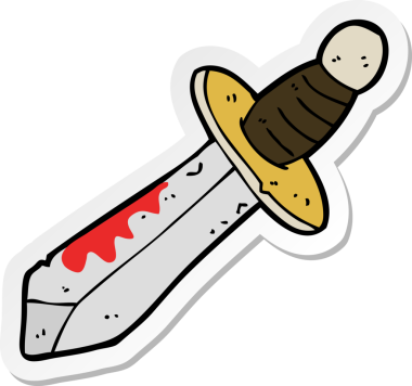 Bir insan tarafından çizilmiş karikatür kılıcının çıkartması.