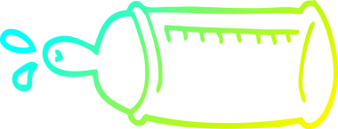 Bir insanın çizdiği karikatür bebek şişesinin soğuk gradyan çizgisi