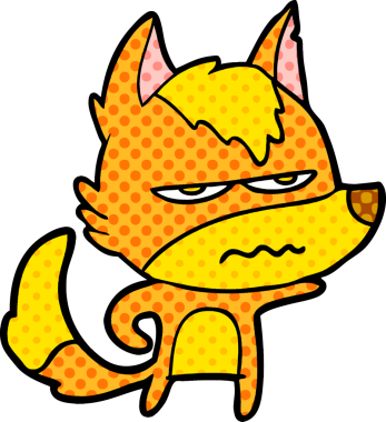 Bir insan tarafından çizilmiş kızgın tilki çizgi film karakteri