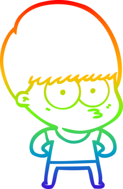 gökkuşağı gradyan çizimi bir insan tarafından çizilmiş meraklı bir çizgi film çocuğu